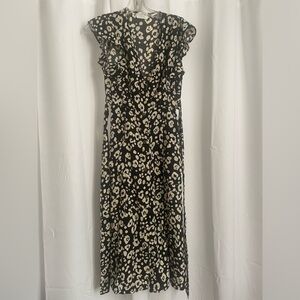 Sienna Sky Elegant Black and Cream Leopard Print Dress Size XS